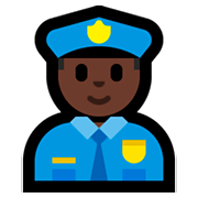 Emoji 👮🏿‍♂️ Poliziotto Uomo: Carnagione Scura su Microsoft Windows 10 April 2018 Update.