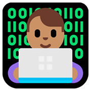 Emoji 👨🏽‍💻 Tecnologo: Carnagione Olivastra su Microsoft Windows 10 April 2018 Update.