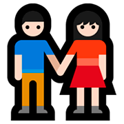 👫🏻 Emoji Mann und Frau halten Hände: helle Hautfarbe Microsoft Windows 10 April 2018 Update.