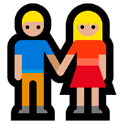 👫🏼 Emoji Mujer Y Hombre De La Mano: Tono De Piel Claro Medio en Microsoft Windows 10 April 2018 Update.