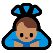 Emoji 🙇🏽‍♂️ Uomo Che Fa Inchino Profondo: Carnagione Olivastra su Microsoft Windows 10 April 2018 Update.