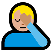🤦🏼‍♂️ Emoji Hombre Con La Mano En La Frente: Tono De Piel Claro Medio en Microsoft Windows 10 April 2018 Update.