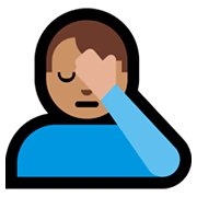 Emoji 🤦🏽‍♂️ Uomo Esasperato: Carnagione Olivastra su Microsoft Windows 10 April 2018 Update.