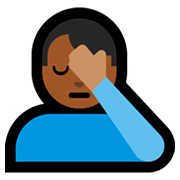 🤦🏾‍♂️ Emoji sich an den Kopf fassender Mann: mitteldunkle Hautfarbe Microsoft Windows 10 April 2018 Update.