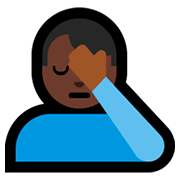 🤦🏿‍♂️ Emoji sich an den Kopf fassender Mann: dunkle Hautfarbe Microsoft Windows 10 April 2018 Update.