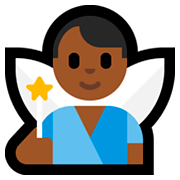 🧚🏾‍♂️ Emoji Homem Fada: Pele Morena Escura na Microsoft Windows 10 April 2018 Update.
