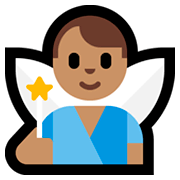 🧚🏽‍♂️ Emoji Homem Fada: Pele Morena na Microsoft Windows 10 April 2018 Update.