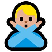 🙅🏼‍♂️ Emoji Hombre Haciendo El Gesto De «no»: Tono De Piel Claro Medio en Microsoft Windows 10 April 2018 Update.
