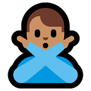 Emoji 🙅🏽‍♂️ Uomo Con Gesto Di Rifiuto: Carnagione Olivastra su Microsoft Windows 10 April 2018 Update.