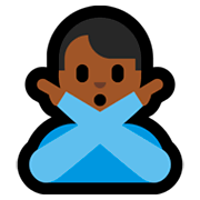 Emoji 🙅🏾‍♂️ Uomo Con Gesto Di Rifiuto: Carnagione Abbastanza Scura su Microsoft Windows 10 April 2018 Update.