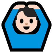Emoji 🙆🏻‍♂️ Uomo Con Gesto OK: Carnagione Chiara su Microsoft Windows 10 April 2018 Update.