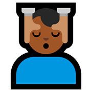 💆🏾‍♂️ Emoji Mann, der eine Kopfmassage bekommt: mitteldunkle Hautfarbe Microsoft Windows 10 April 2018 Update.
