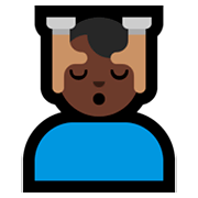💆🏿‍♂️ Emoji Mann, der eine Kopfmassage bekommt: dunkle Hautfarbe Microsoft Windows 10 April 2018 Update.