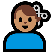 Emoji 💇🏽‍♂️ Taglio Di Capelli Per Uomo: Carnagione Olivastra su Microsoft Windows 10 April 2018 Update.