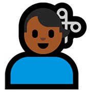 💇🏾‍♂️ Emoji Homem Cortando O Cabelo: Pele Morena Escura na Microsoft Windows 10 April 2018 Update.