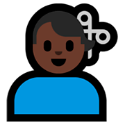 Emoji 💇🏿‍♂️ Taglio Di Capelli Per Uomo: Carnagione Scura su Microsoft Windows 10 April 2018 Update.