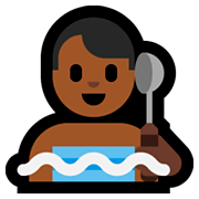 🧖🏾‍♂️ Emoji Homem Na Sauna: Pele Morena Escura na Microsoft Windows 10 April 2018 Update.