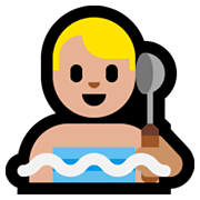 🧖🏼‍♂️ Emoji Hombre En Una Sauna: Tono De Piel Claro Medio en Microsoft Windows 10 April 2018 Update.