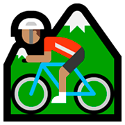 🚵🏽‍♂️ Emoji Hombre En Bicicleta De Montaña: Tono De Piel Medio en Microsoft Windows 10 April 2018 Update.
