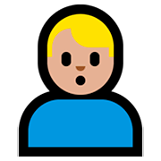 🙎🏼‍♂️ Emoji Homem Fazendo Bico: Pele Morena Clara na Microsoft Windows 10 April 2018 Update.