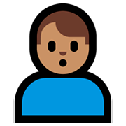 🙎🏽‍♂️ Emoji schmollender Mann: mittlere Hautfarbe Microsoft Windows 10 April 2018 Update.