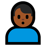 Emoji 🙎🏾‍♂️ Uomo Imbronciato: Carnagione Abbastanza Scura su Microsoft Windows 10 April 2018 Update.