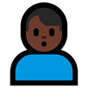 🙎🏿‍♂️ Emoji schmollender Mann: dunkle Hautfarbe Microsoft Windows 10 April 2018 Update.