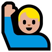 Emoji 🙋🏼‍♂️ Uomo Con Mano Alzata: Carnagione Abbastanza Chiara su Microsoft Windows 10 April 2018 Update.