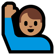 Emoji 🙋🏽‍♂️ Uomo Con Mano Alzata: Carnagione Olivastra su Microsoft Windows 10 April 2018 Update.