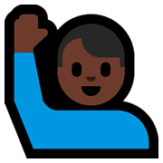 Emoji 🙋🏿‍♂️ Uomo Con Mano Alzata: Carnagione Scura su Microsoft Windows 10 April 2018 Update.