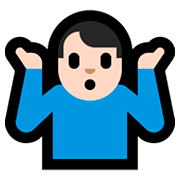 Emoji 🤷🏻‍♂️ Uomo Che Scrolla Le Spalle: Carnagione Chiara su Microsoft Windows 10 April 2018 Update.