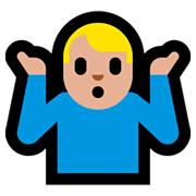 🤷🏼‍♂️ Emoji Hombre Encogido De Hombros: Tono De Piel Claro Medio en Microsoft Windows 10 April 2018 Update.