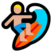 🏄🏼‍♂️ Emoji Hombre Haciendo Surf: Tono De Piel Claro Medio en Microsoft Windows 10 April 2018 Update.