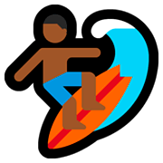 Emoji 🏄🏾‍♂️ Surfista Uomo: Carnagione Abbastanza Scura su Microsoft Windows 10 April 2018 Update.