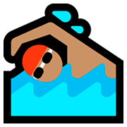 🏊🏽‍♂️ Emoji Schwimmer: mittlere Hautfarbe Microsoft Windows 10 April 2018 Update.