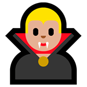 🧛🏼‍♂️ Emoji männlicher Vampir: mittelhelle Hautfarbe Microsoft Windows 10 April 2018 Update.