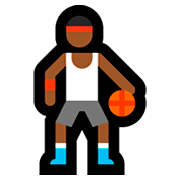 ⛹🏾‍♂️ Emoji Hombre Botando Un Balón: Tono De Piel Oscuro Medio en Microsoft Windows 10 April 2018 Update.