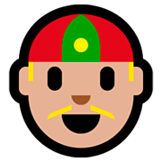 👲🏼 Emoji Mann mit chinesischem Hut: mittelhelle Hautfarbe Microsoft Windows 10 April 2018 Update.