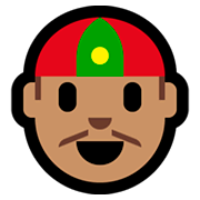 Emoji 👲🏽 Uomo Con Zucchetto Cinese: Carnagione Olivastra su Microsoft Windows 10 April 2018 Update.