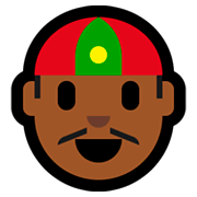 👲🏾 Emoji Mann mit chinesischem Hut: mitteldunkle Hautfarbe Microsoft Windows 10 April 2018 Update.