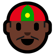 👲🏿 Emoji Mann mit chinesischem Hut: dunkle Hautfarbe Microsoft Windows 10 April 2018 Update.