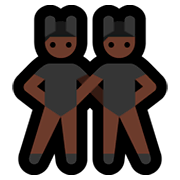 👯🏿‍♂️ Emoji Hombres Con Orejas De Conejo, Tono De Piel Oscuro en Microsoft Windows 10 April 2018 Update.