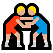 🤼🏼‍♂️ Emoji ringende Männer, mittelhelle Hautfarbe Microsoft Windows 10 April 2018 Update.