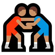 🤼🏽‍♂️ Emoji Hombres Luchando, Tono De Piel Medio en Microsoft Windows 10 April 2018 Update.