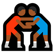 🤼🏾‍♂️ Emoji Hombres Luchando, Tono De Piel Oscuro Medio en Microsoft Windows 10 April 2018 Update.