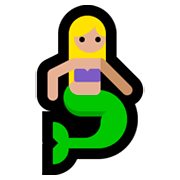 🧜🏼‍♀️ Emoji Meerjungfrau: mittelhelle Hautfarbe Microsoft Windows 10 April 2018 Update.