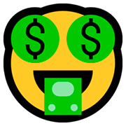 🤑 Emoji Gesicht mit Dollarzeichen Microsoft Windows 10 April 2018 Update.