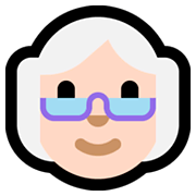 👵🏻 Emoji ältere Frau: helle Hautfarbe Microsoft Windows 10 April 2018 Update.