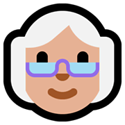 Emoji 👵🏼 Donna Anziana: Carnagione Abbastanza Chiara su Microsoft Windows 10 April 2018 Update.