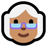 👵🏽 Emoji Anciana: Tono De Piel Medio en Microsoft Windows 10 April 2018 Update.